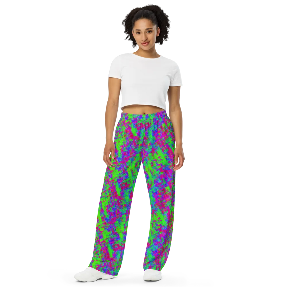 Neon Tapestry on Wide-Leg Pants — Front