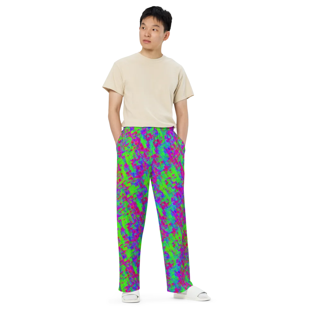 Neon Tapestry on Wide-Leg Pants — Front