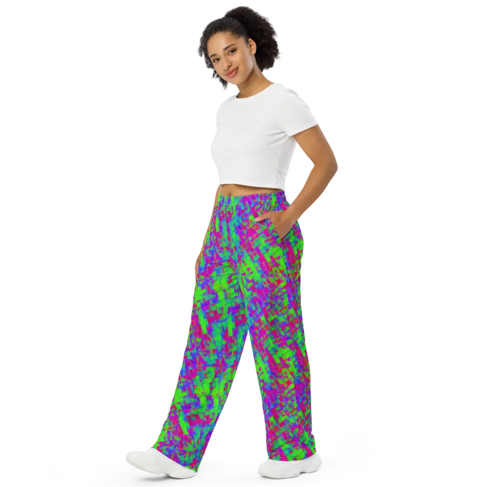 Neon Tapestry on Wide-Leg Pants — Left Front