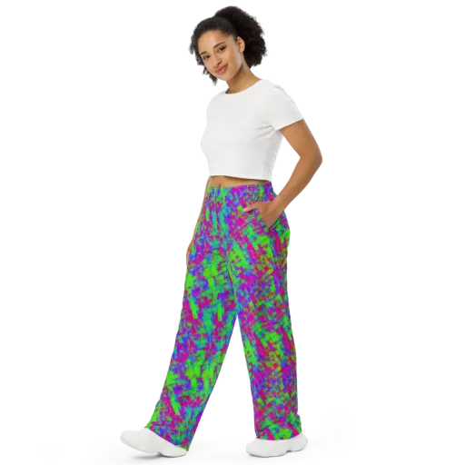 Neon Tapestry on a Wide-Leg Pants