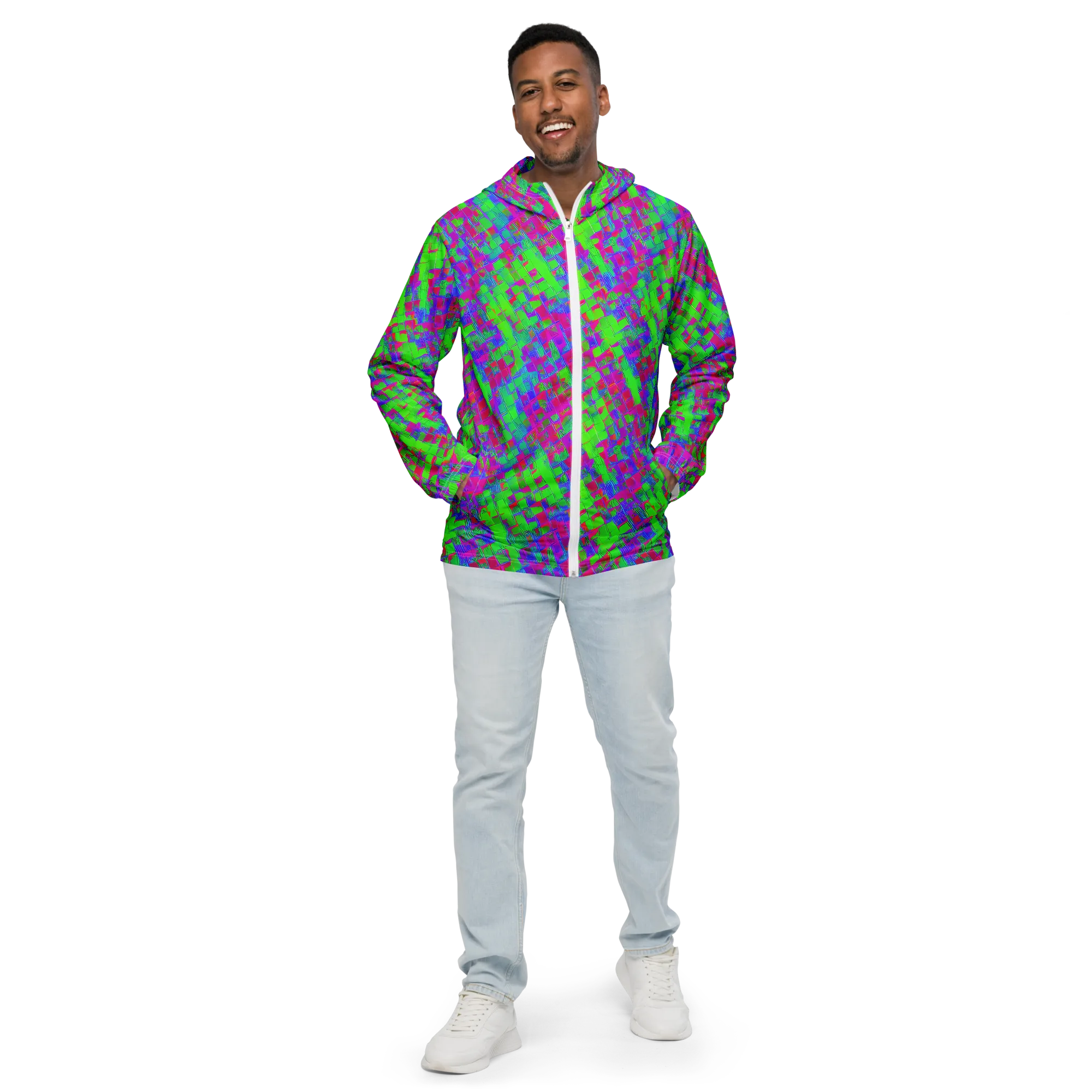 Neon Tapestry on Men's Windbreaker — Front