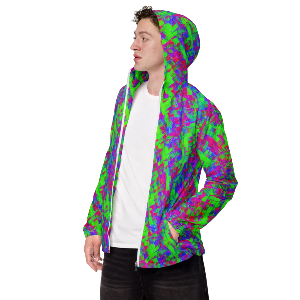 Neon Tapestry on Men's Windbreaker — Left Front