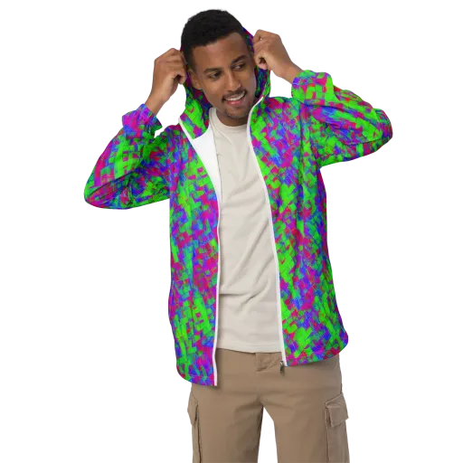 Neon Tapestry on a Men's Windbreaker