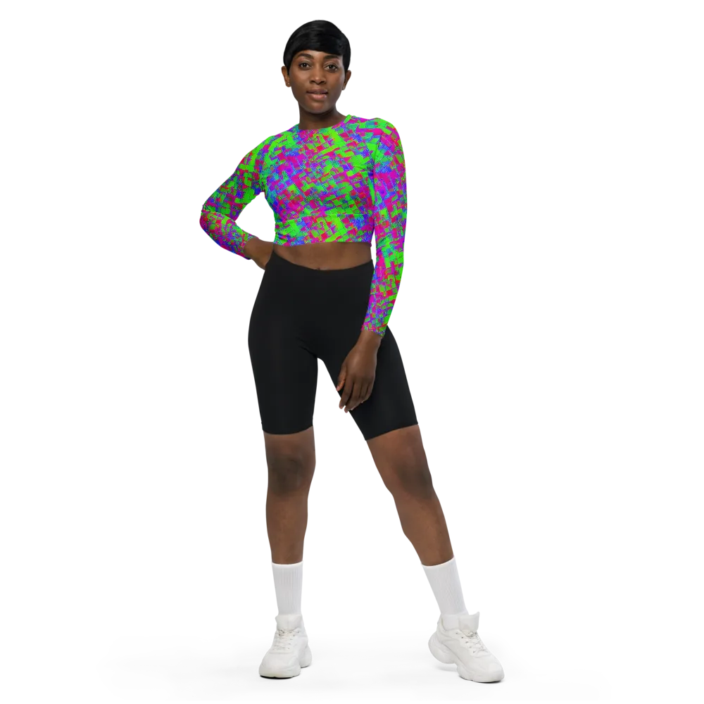 Neon Tapestry on Long Sleeve Crop Top — Front