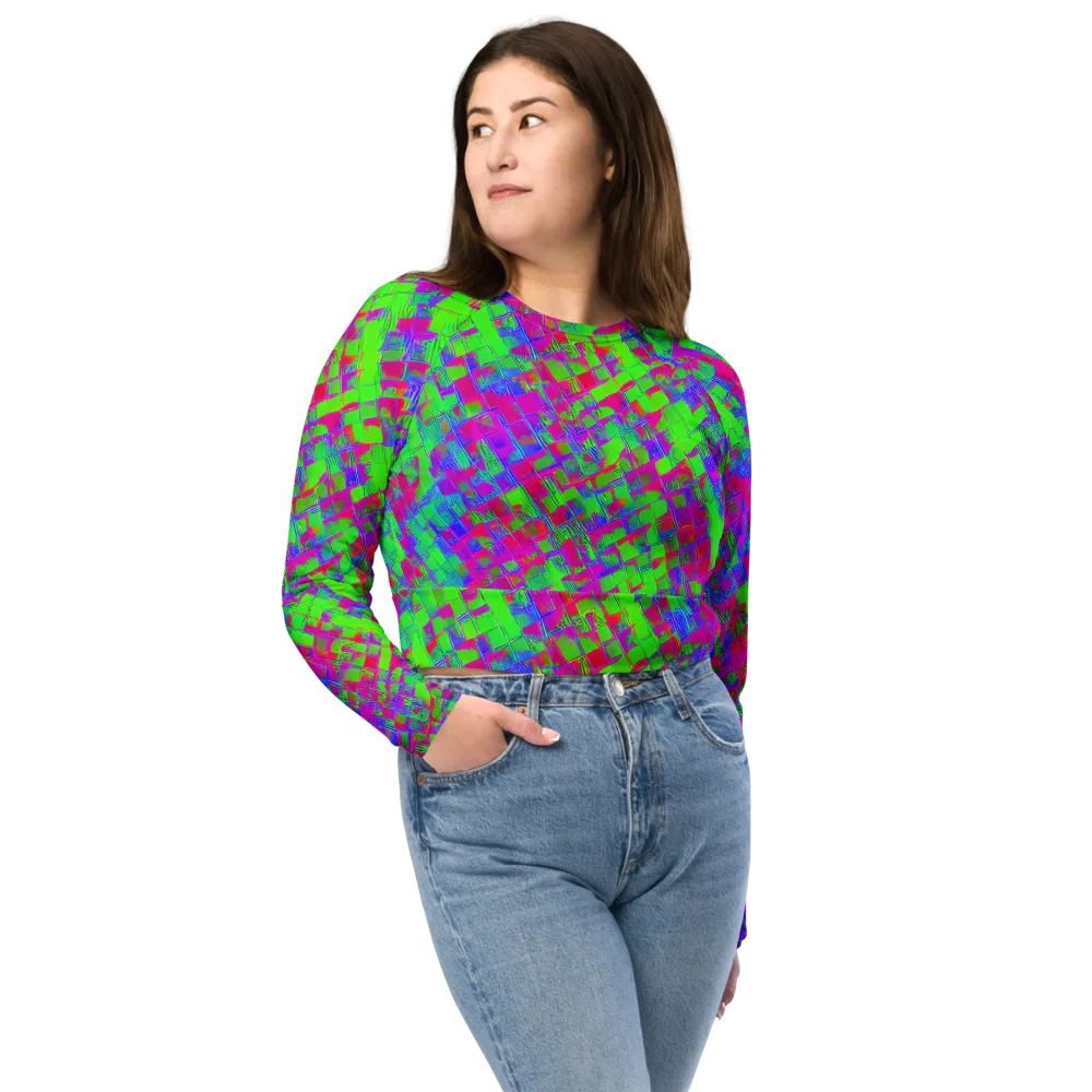 Neon Tapestry on Long Sleeve Crop Top — Front