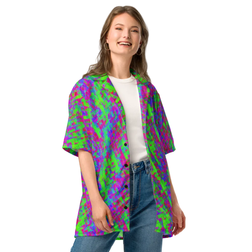Neon Tapestry on Button Shirt — Front