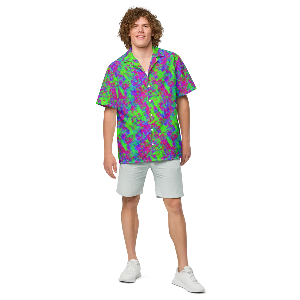 Neon Tapestry on Button Shirt — Front