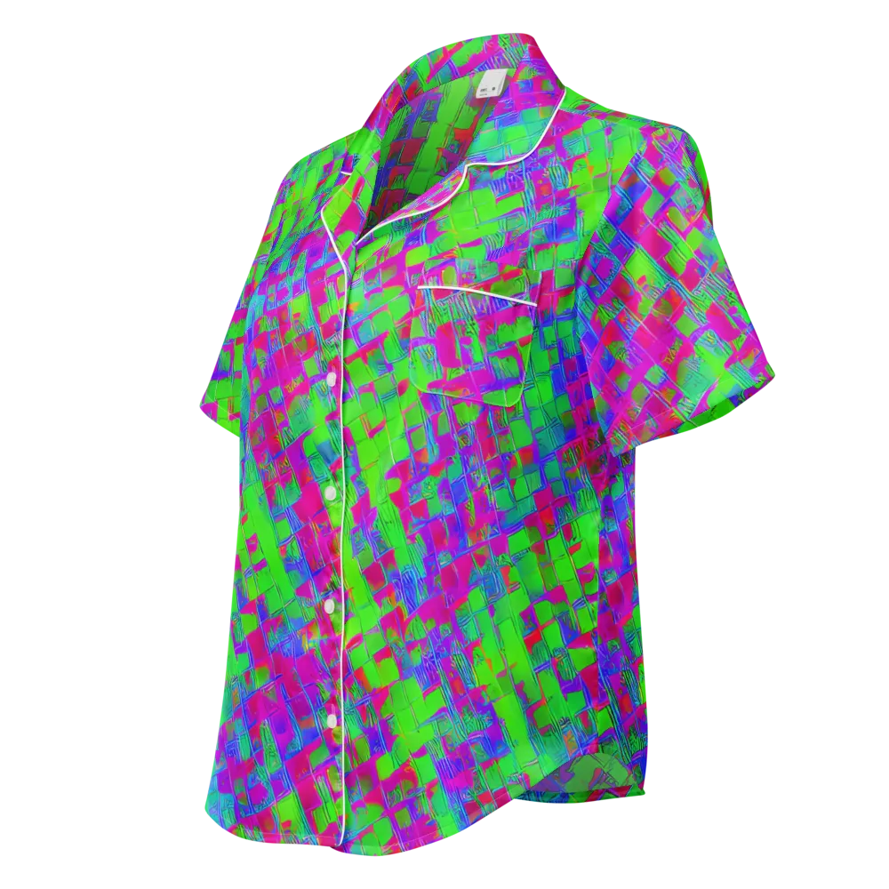 Neon Tapestry on Women's Short Sleeve Pajama Top — Left Front