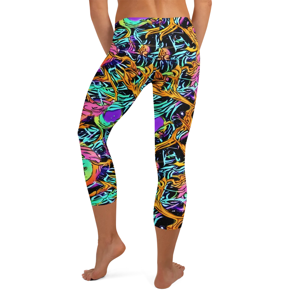 Electric Fluidity on Capri Leggings — Back