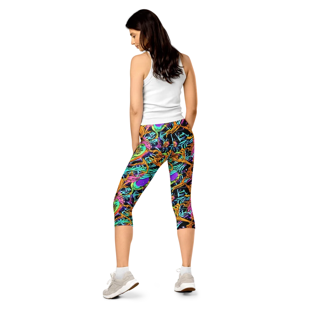 Electric Fluidity on Capri Leggings — Back