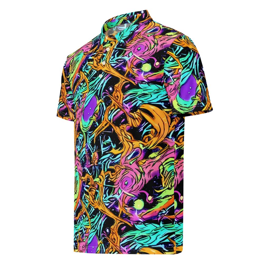 Electric Fluidity on Men's Slim Fit Polo Shirt — Left Front