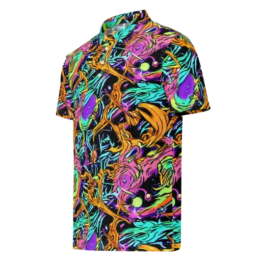 Electric Fluidity on a Men's Slim Fit Polo Shirt