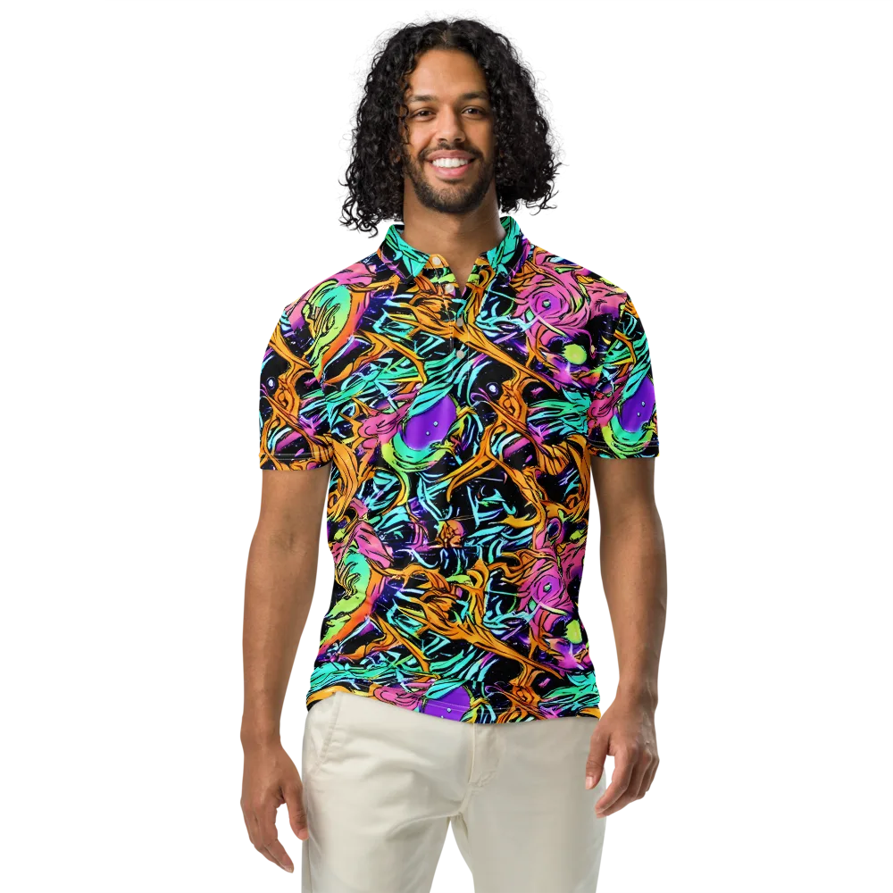 Electric Fluidity on Men's Slim Fit Polo Shirt — Front