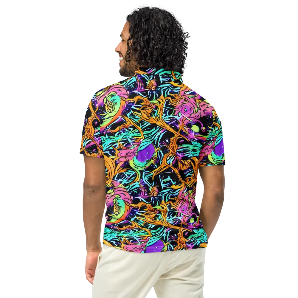 Electric Fluidity on Men's Slim Fit Polo Shirt — Back