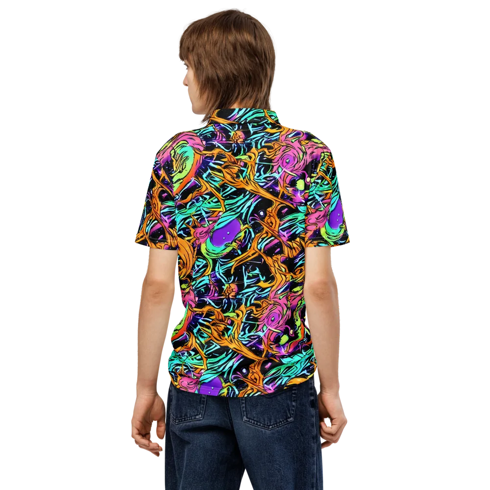 Electric Fluidity on Men's Slim Fit Polo Shirt — Back