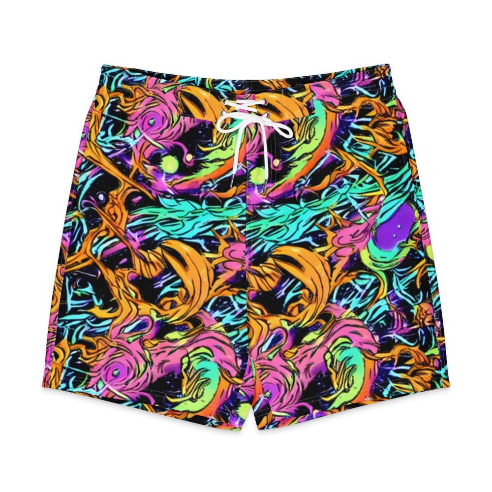 Electric Fluidity on Men's Board Shorts — Front