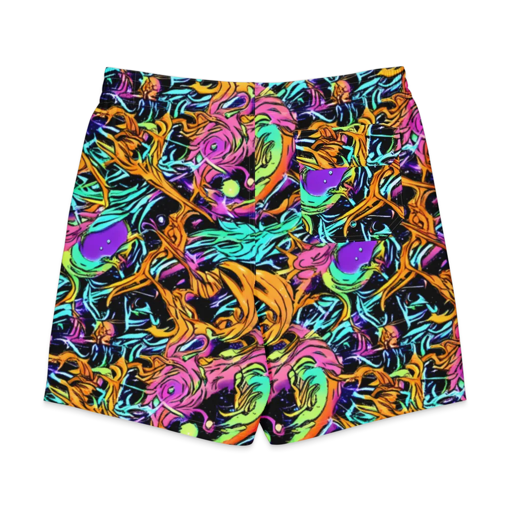Electric Fluidity on Men's Board Shorts — Back