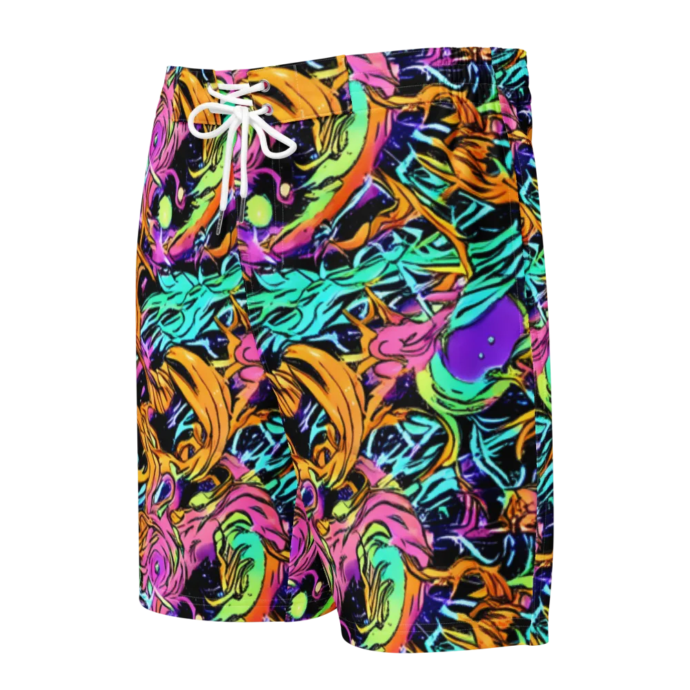 Electric Fluidity on Men's Board Shorts — Front
