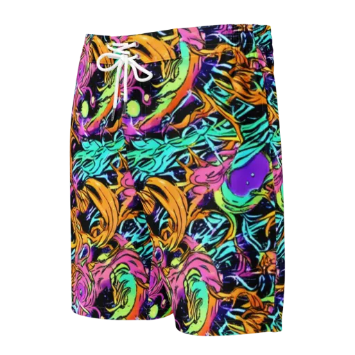 Electric Fluidity on a Men's Board Shorts
