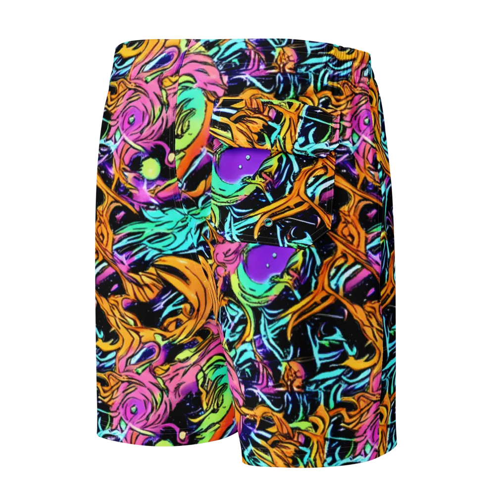 Electric Fluidity on Men's Board Shorts — Back