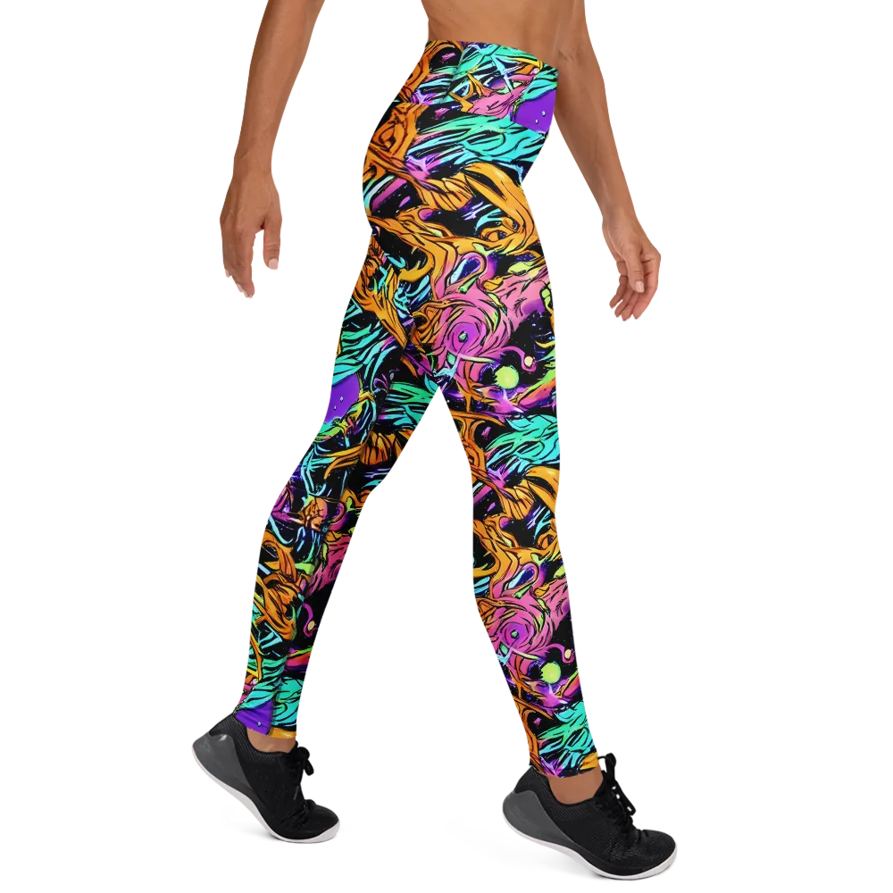 Electric Fluidity on Yoga Leggings — Right