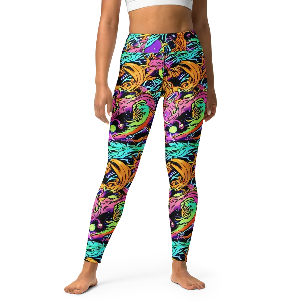 Electric Fluidity on Yoga Leggings — Front