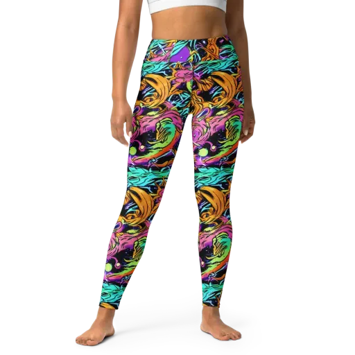 Electric Fluidity on a Yoga Leggings