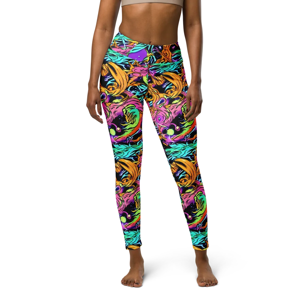 Electric Fluidity on Yoga Leggings — Front