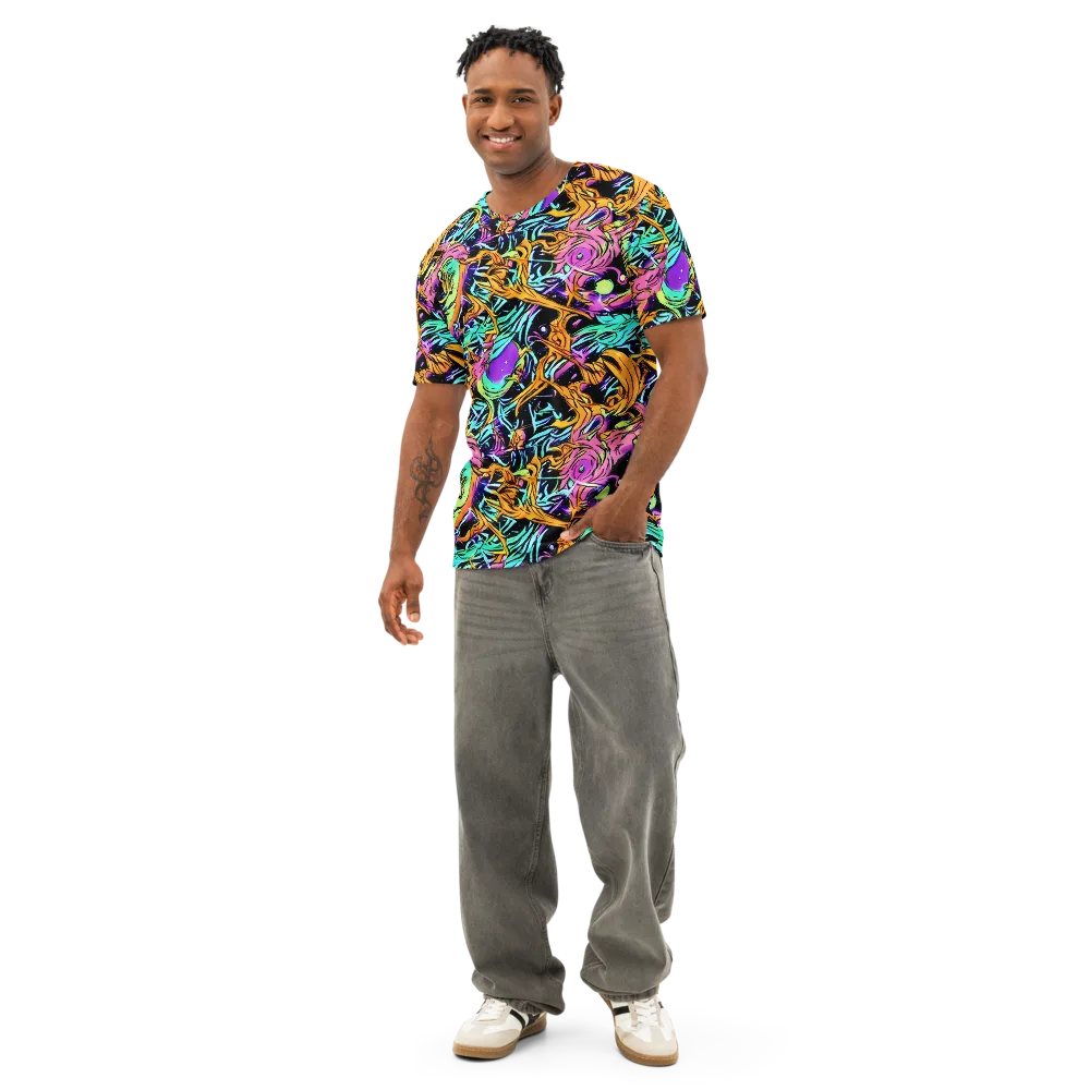 Electric Fluidity on Men's Cotton Crew Neck T-Shirt — Front