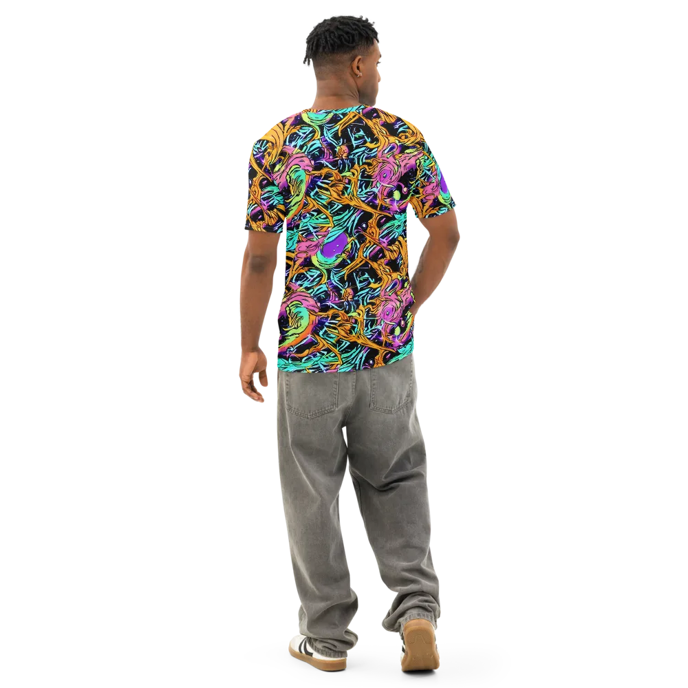 Electric Fluidity on Men's Cotton Crew Neck T-Shirt — Back