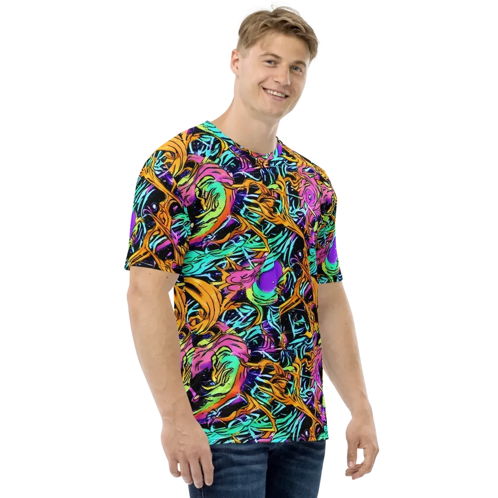 Electric Fluidity on Men's Crew Neck T-Shirt — Right