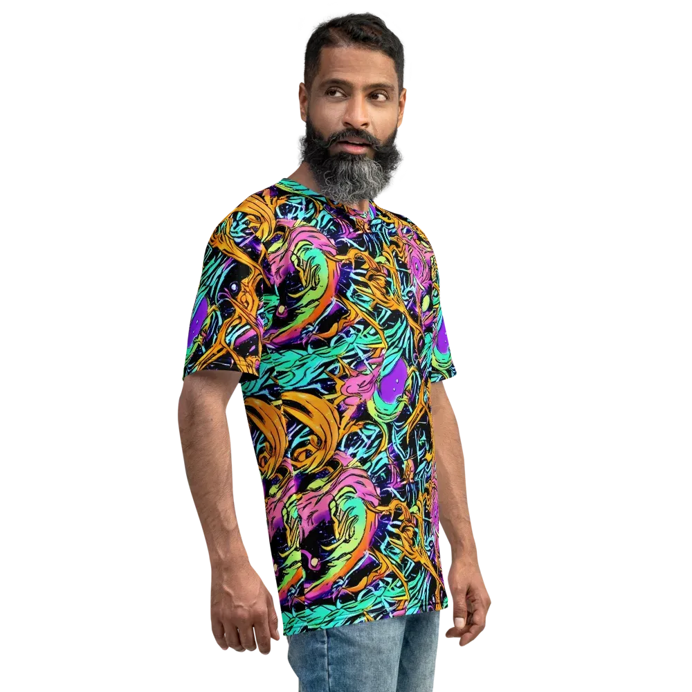 Electric Fluidity on Men's Crew Neck T-Shirt — Right