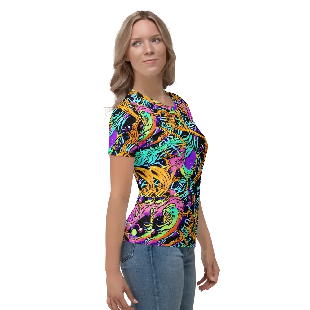 Electric Fluidity on Women's Crew Neck T-Shirt — Right