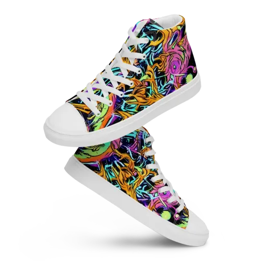 Electric Fluidity on a Women's High Top Canvas Shoes