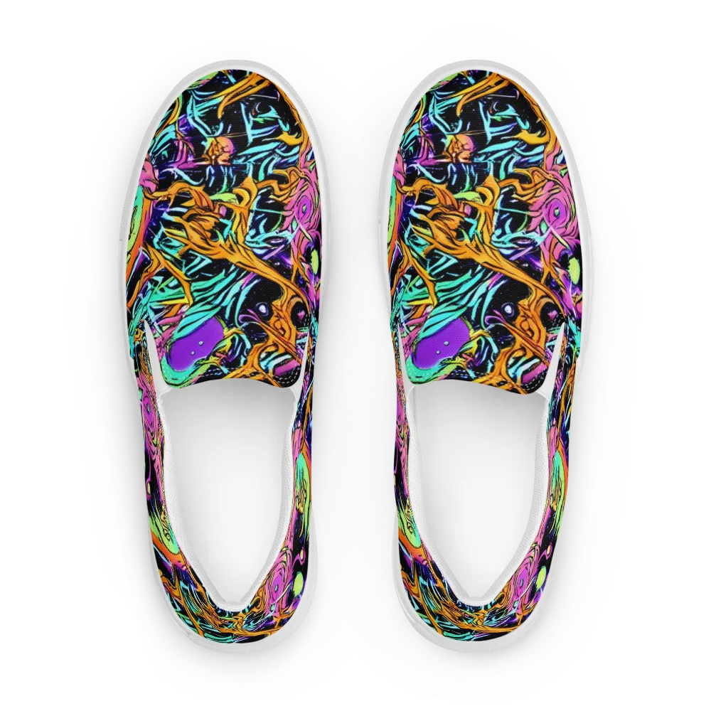 Electric Fluidity on Men's Slip-On Canvas Shoes — Front