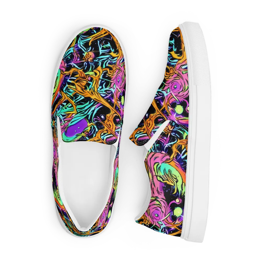 Electric Fluidity on Men's Slip-On Canvas Shoes — Front