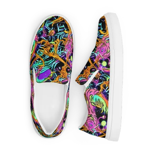 Electric Fluidity on a Men's Slip-On Canvas Shoes