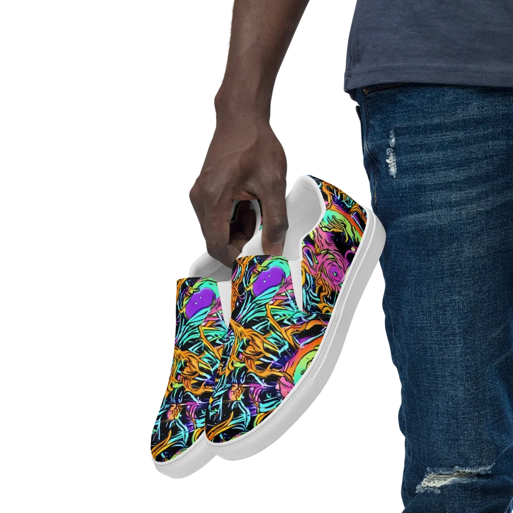 Electric Fluidity on Men's Slip-On Canvas Shoes — Left Front