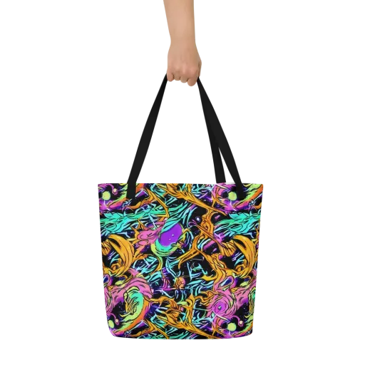 Electric Fluidity on a Large Tote Bag W/ Pocket