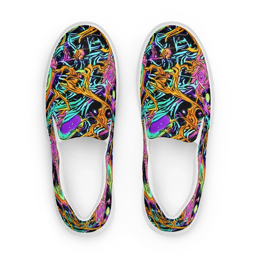 Electric Fluidity on Women's Slip-On Canvas Shoes — Front
