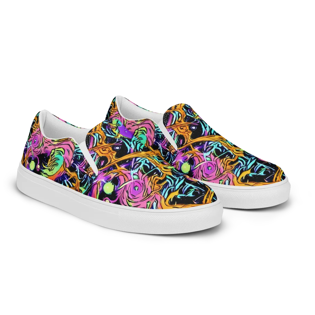 Electric Fluidity on Women's Slip-On Canvas Shoes — Right Front
