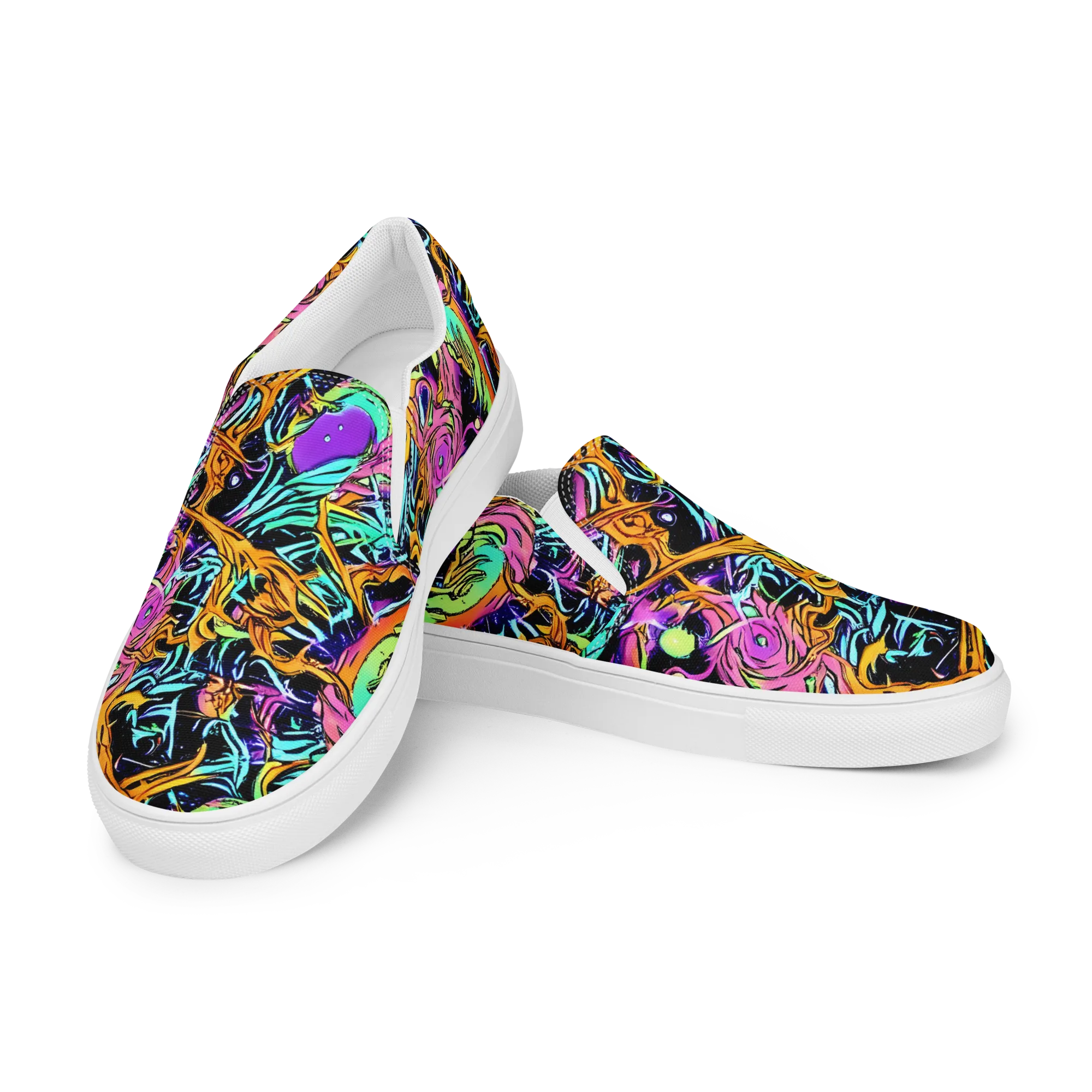 Electric Fluidity on Women's Slip-On Canvas Shoes — Left Front