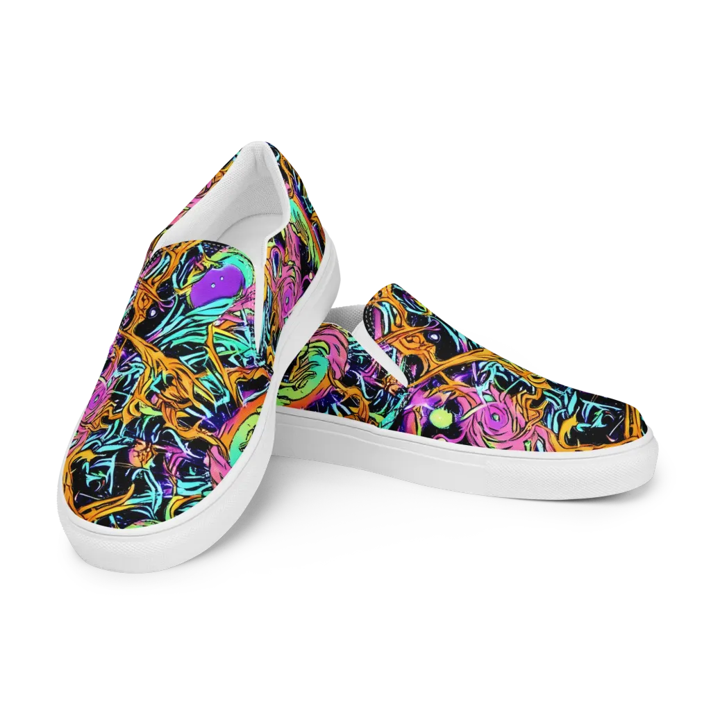 Electric Fluidity on Women's Slip-On Canvas Shoes — Left Front
