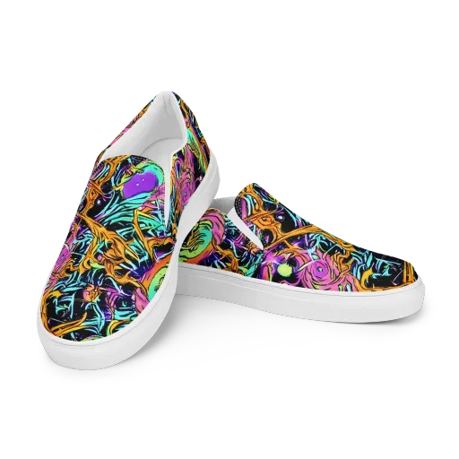 Electric Fluidity on a Women's Slip-On Canvas Shoes