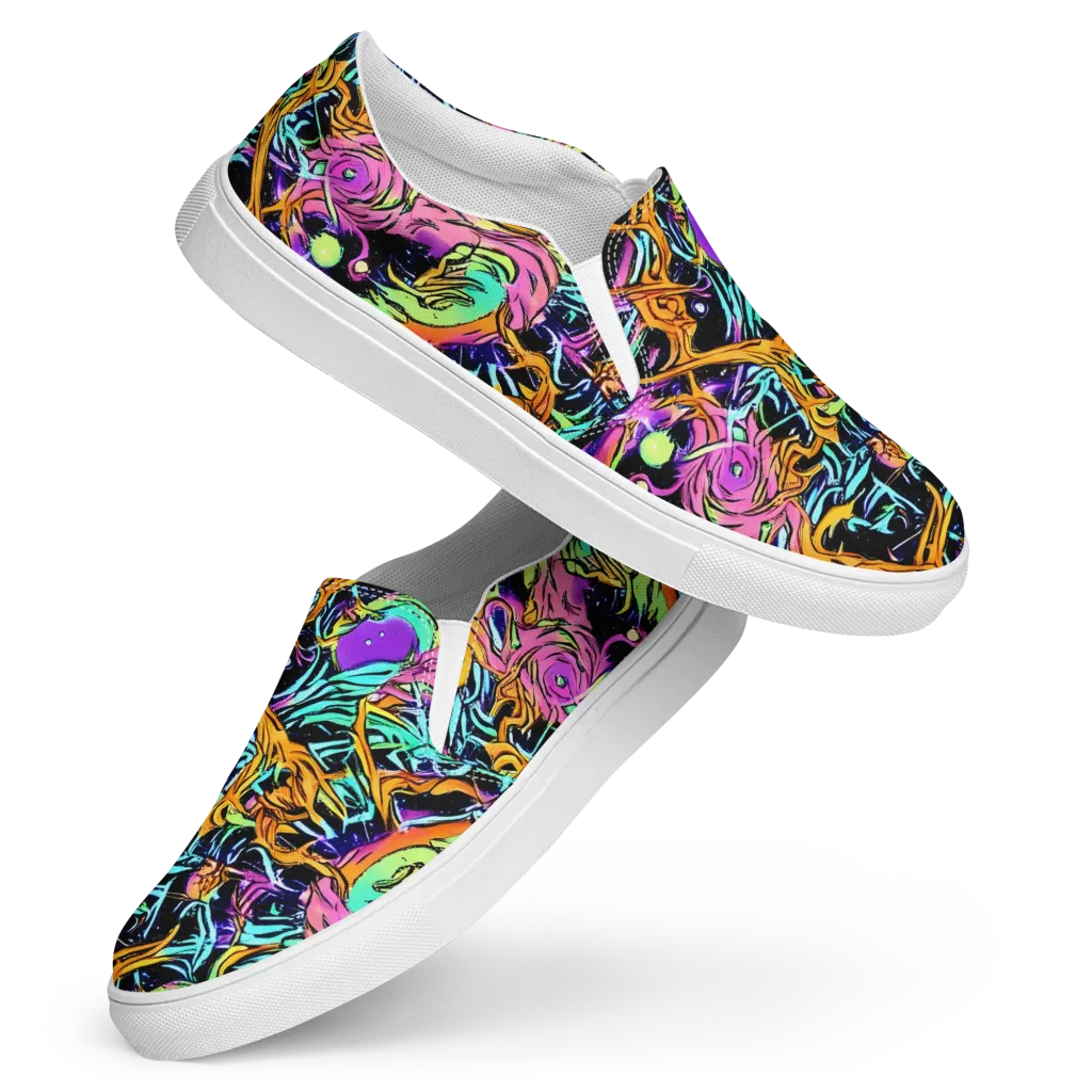 Electric Fluidity on Women's Slip-On Canvas Shoes — Front