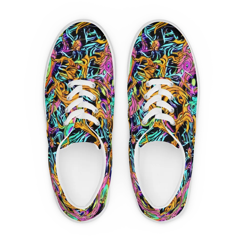 Electric Fluidity on Men's Lace-Up Canvas Shoes — Front
