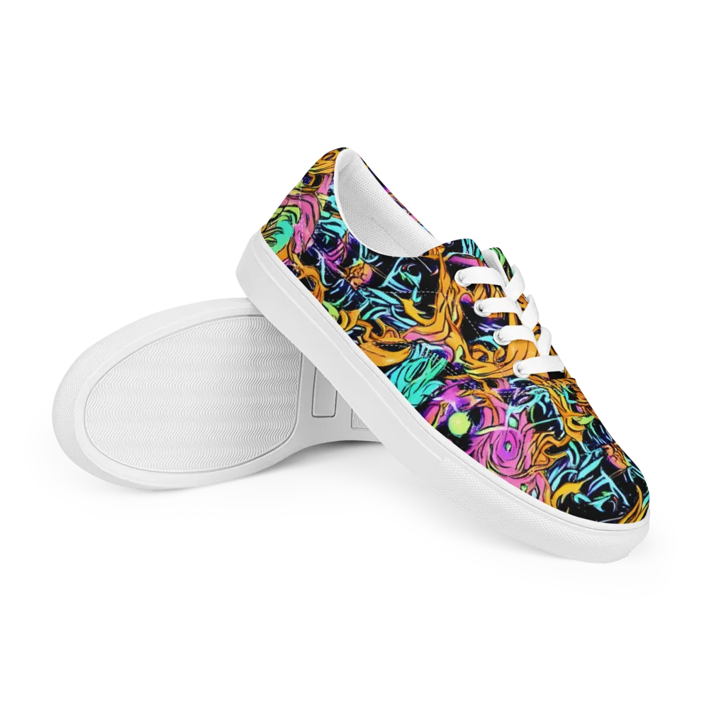 Electric Fluidity on Men's Lace-Up Canvas Shoes — Right Front