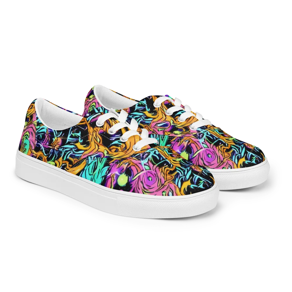 Electric Fluidity on Men's Lace-Up Canvas Shoes — Right Front