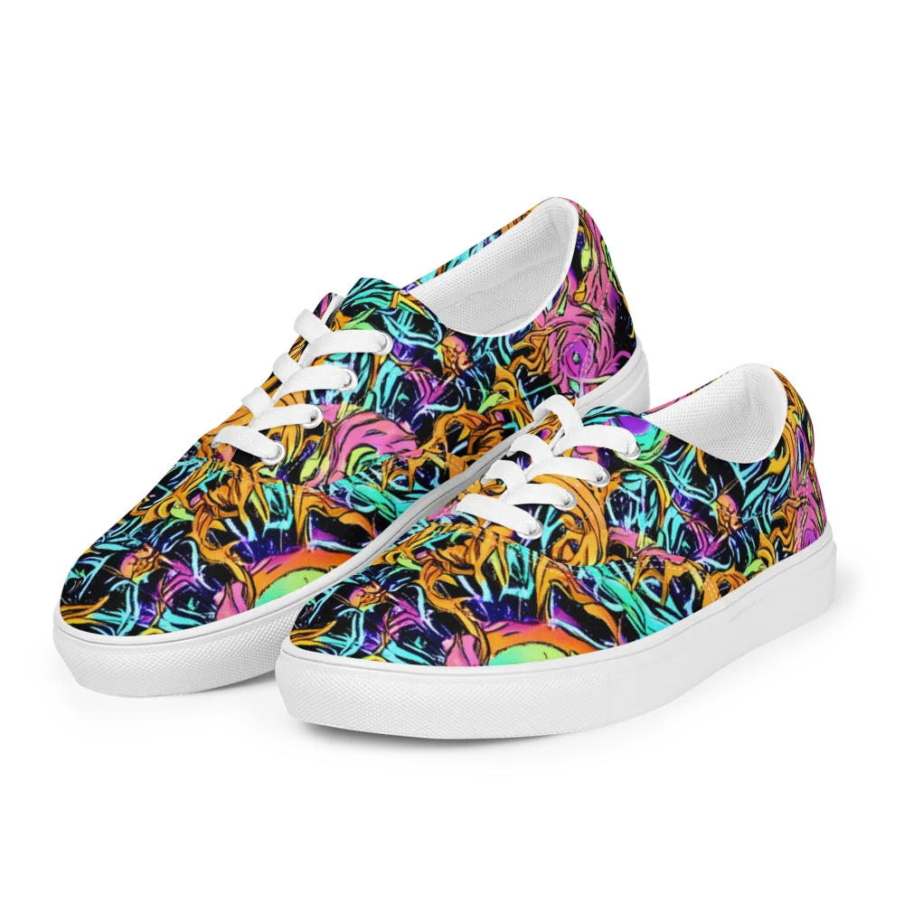 Electric Fluidity on Men's Lace-Up Canvas Shoes — Left Front