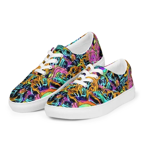 Electric Fluidity on a Men's Lace-Up Canvas Shoes
